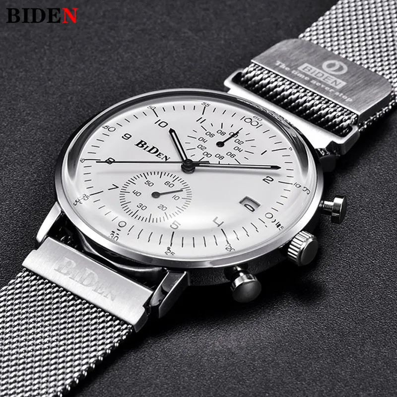 

BIDEN Luxury Brand gold Watch Men Fashion Casual Quartz Men's Watches Ultra Thin Design Waterproof Sport Watch Men Montre Homme