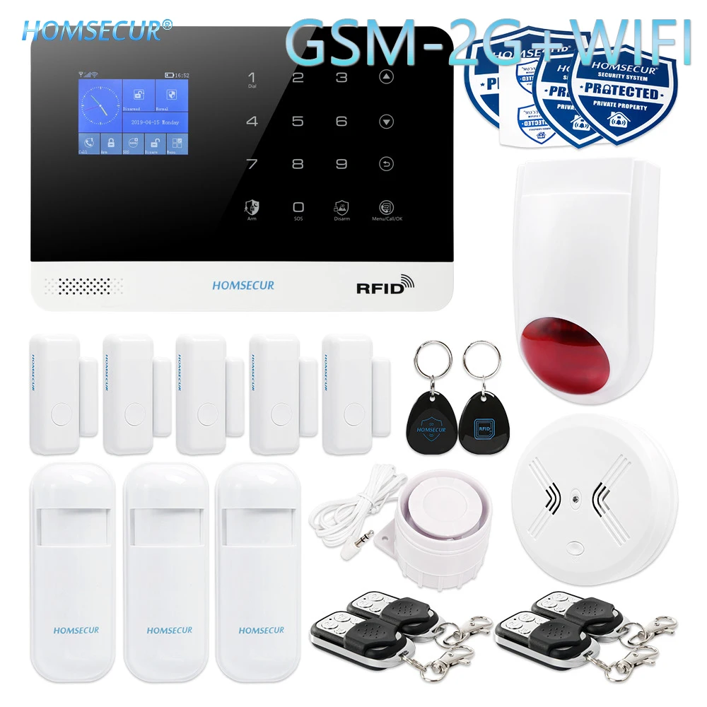 

HOMSECUR Wireless LCD 2G/GSM WIFI Burglar Intruder Alarm System+SOS Intercom (EN/DE/ES/RU/FR/PL/PT/IT Menu Adjustable)