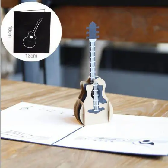 3D гитара открытка день рождения всплывающие карты творческий фестиваль музыка вечерние пригласительные открытки день благодарения благословение карты
