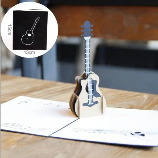 3D guitar postcard birthday pop up card creative festival music party Invitations greeting card thanksgiving blessing
