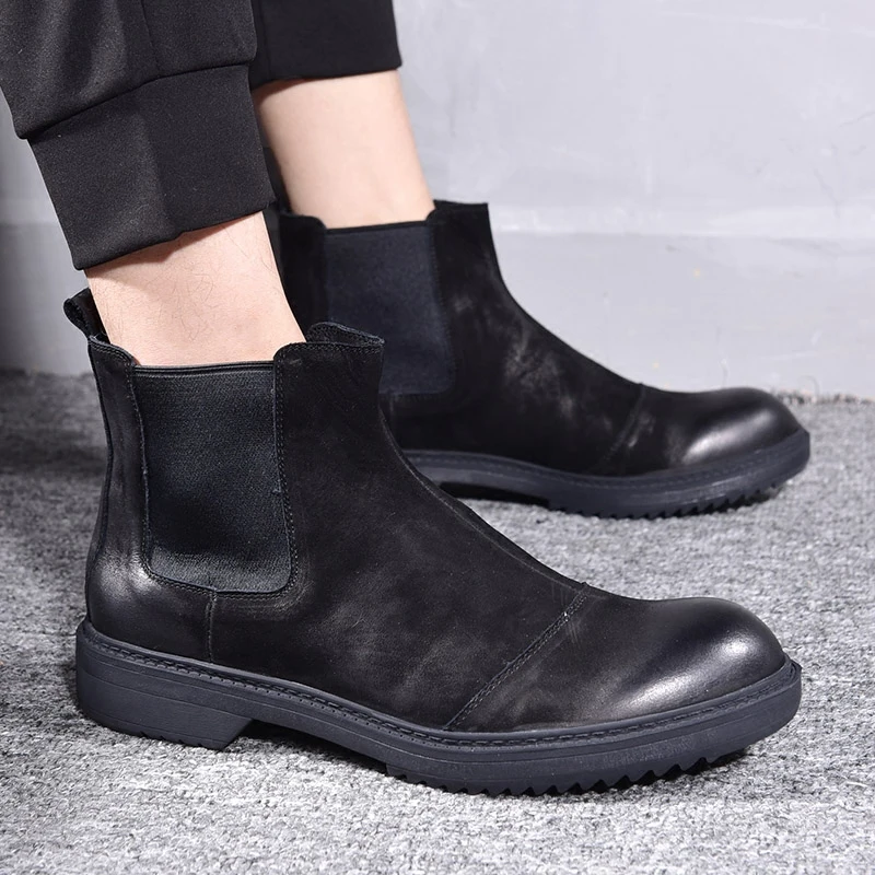 Negócios Para Alta De Masculino Botas Inverno Genuínos Casamento Qualidade Preto Sapatos Dos O Ankle marrom Homens Feitos Boots À Mycolen Couro Mão Luxo xaFwH6q