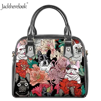 

Jackherelook Women Handbag Bulldog Schnauzers Floral Dog Pattern Shoulder Small Bag Fashion Animal Cat Crossbody Messenger Purse