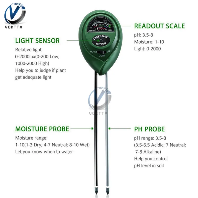 3 в 1 светильник для почвенной воды, измеритель влажности, тест er, цифровой анализатор, тестовый детектор для садовых растений, цветов, гидропоники, садовый инструмент