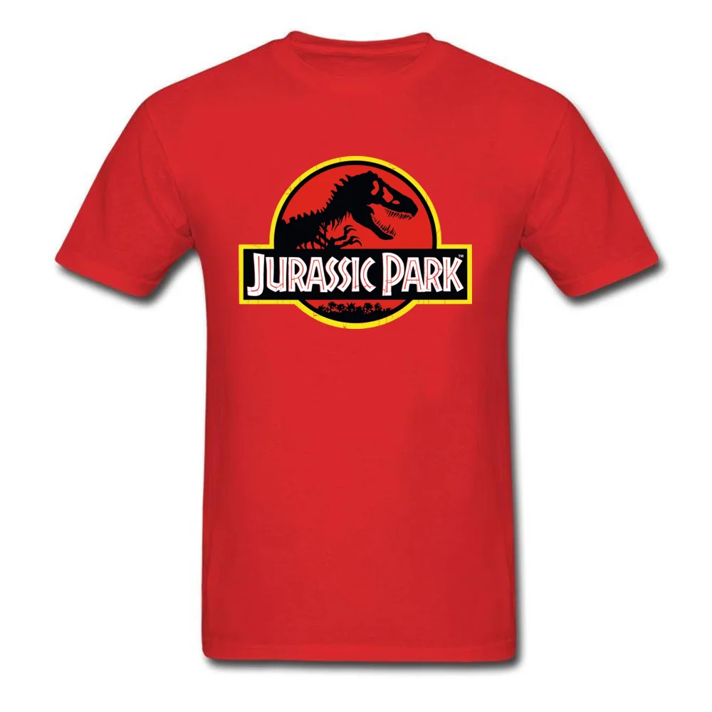 Fashion Jurassic Park Design Short Sleeve T-shirts ostern Day O Neck Cotton Tops Shirts for Men T-shirts Casual Jurassic Park red