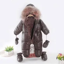 baby girl overalls russia winter clothes winter coat wearing a duck made of goose feather snow