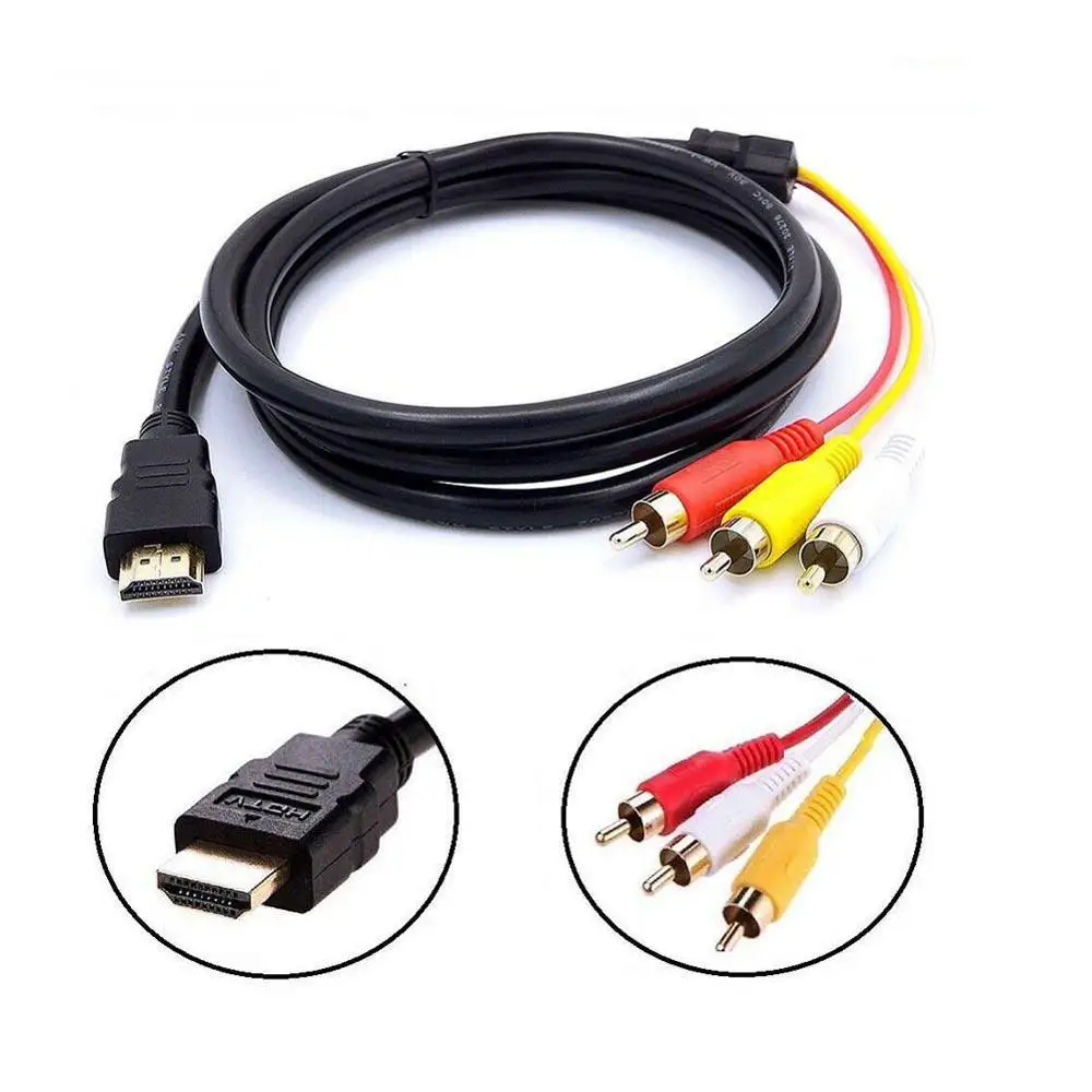 1.5M HDMI to RCA Cable HDMI Male to 3RCA AV Composite Male M/M Connector Converter Adapter Cable Cord Transmitter For HDTV