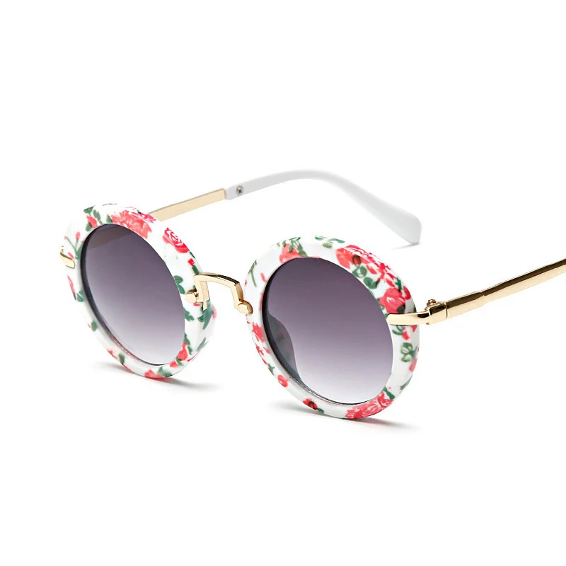 Mearknon Новое поступление круглый прекрасные солнечные очки для детей девочек модные очки защитные очки детские очки розовый цвет - Цвет линз: 4 flower
