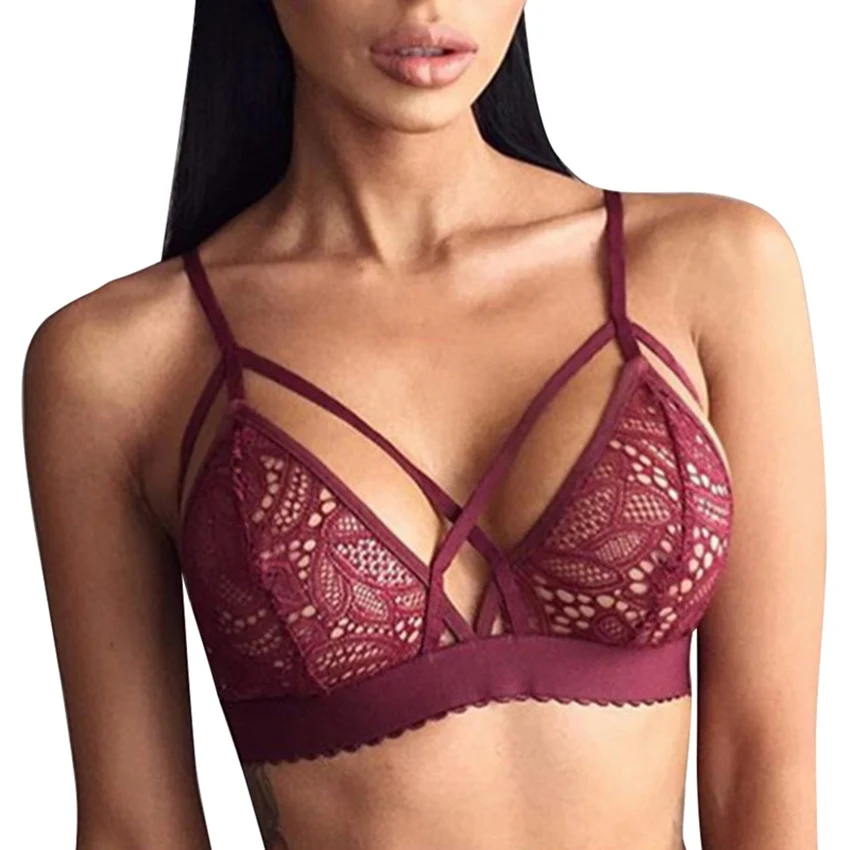 

Ladies Lace Bralette Sexy Lingerie Red Underwear Intimate Bra Plus Size Straps Y-line Crop Top Unlined Soft Bras Translucent
