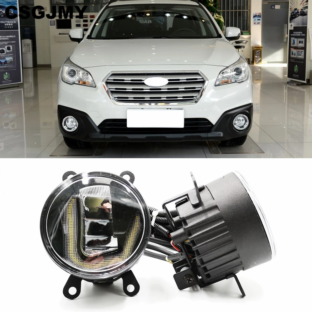 

3-IN-1 Functions Auto LED For Subaru Outback 2013 -2016 DRL Daytime Running Light Car Projector Fog Lamp with yellow signal