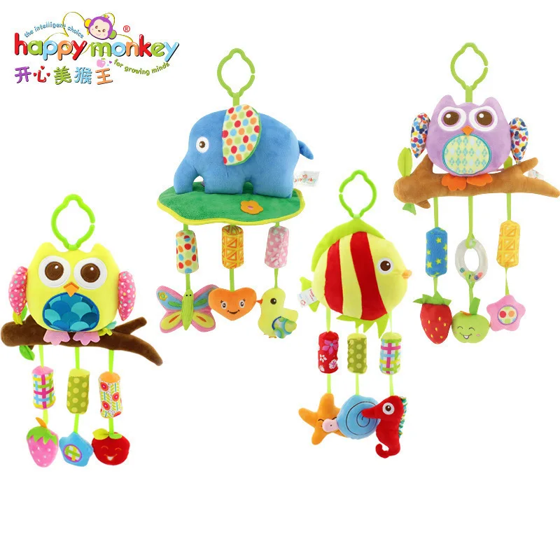 

High Quality Animal Campanula Wind Chimes for Cart Bed Hanging with Bell Baby Owl Fish Elephant Plush Toys