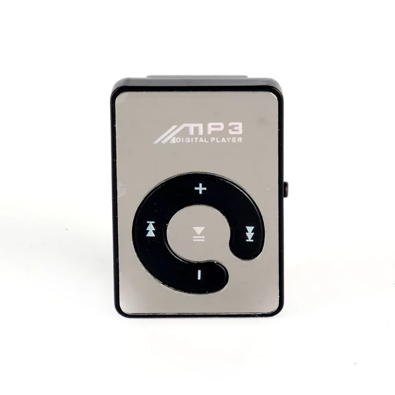 Портативный Красочный Walkman мини Зеркало Клип USB цифровой Mp3 музыкальный плеер Поддержка 8 Гб SD TF карта - Цвет: Серебристый