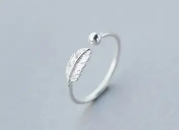 

Minimalism New Real. 925 Sterling Silver leaf Ring jewelry adjustable GTLJ1085