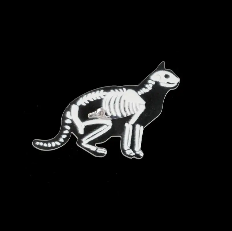 Hfarich креативная акриловая брошь в виде скелета в виде животного, прозрачная белая брошь на булавке, значок в готическом стиле, нагрудные булавки, личные украшения, подарок - Окраска металла: brooch 517