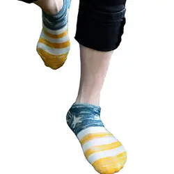 Для мужчин в полоску модные носки 5 цветов летом прохладно Удобный Stealth толстые линии Короткие носки здоровья Хлопок дезодорант