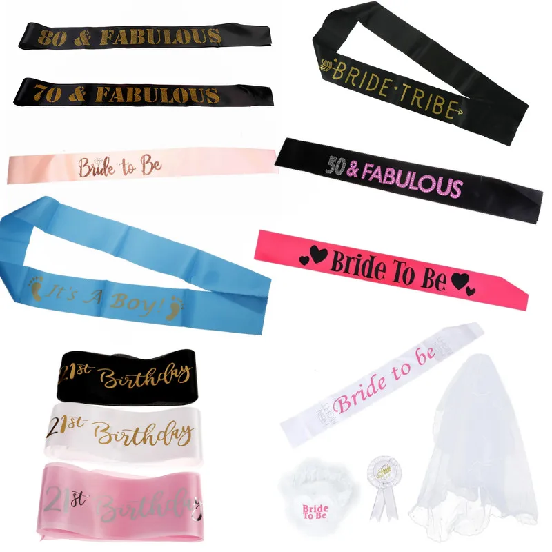 

Birthday Girl Glitter Satin Sash Happy Birthday 30th 70th 21st 50th 40th 80th Adult Party Decoration Bride To Be Baby Shower