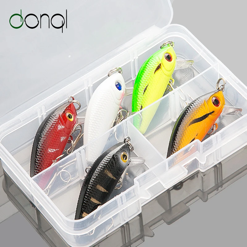 

DONQL 5pcs/Box Minnow Hard Bait Wobblers Crankbait Fishing Lure 5cm 3.6g Artificial Swim bait With Box Sharp Hooks Pesca Tackle