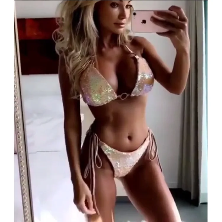 

Melphieer New Design Sequins Bikini Summer Hot 2018 Bikini Set Women Sexy Swimsuit Swimwear Bathing suit Biquini Beach Swim suit