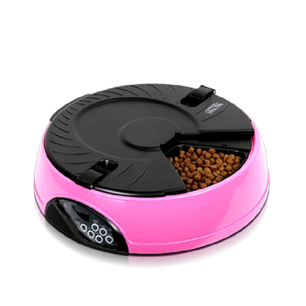 

Container Timing Cats Food Home Round 6 Meals Travel Pet Automatic Feeder Dispenser Bowl Large Capacity With Voice Recorder Dogs