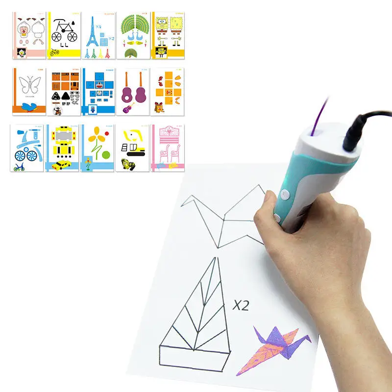 15PCS random 3D pen graffiti template Double sided Papers + Transparent
