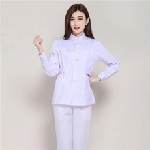 Дизайн Стенд воротник с длинными рукавами медсестры униформа стоматологическая клиника магазин оптики салон красоты рабочий халат медицинские халаты