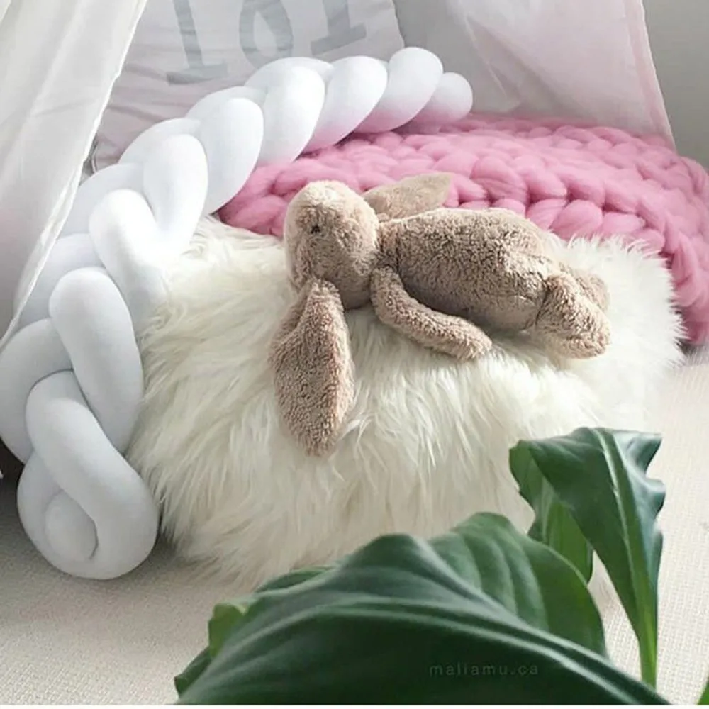 Puseky хлопок ручной работы Подушка с узлами Подушка детский бампер постельные принадлежности комплект КРОВАТКИ длинная подушка сон кровать