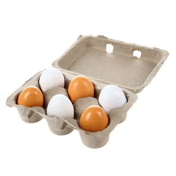 

6pcs/Set Wooden Eggs Yolk Pretend Play Kitchen Food Cooking Kid Toy Xmas Gifts