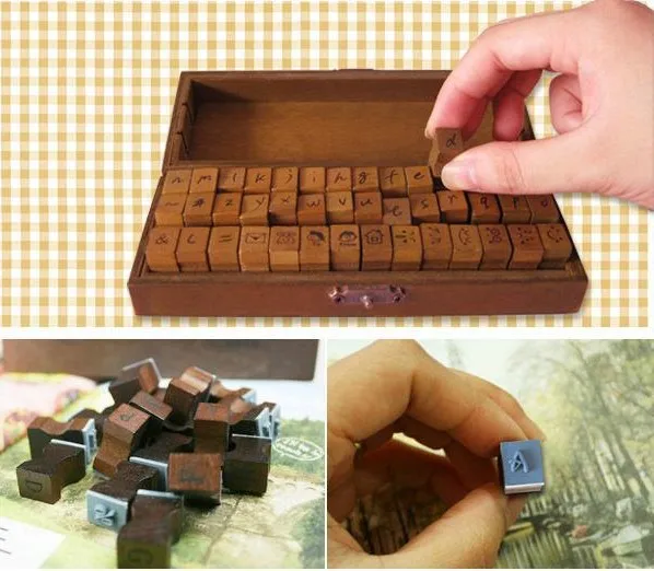 

Wooden Stamps AlPhaBet digital and letters seal 42 pieces per set standardized form stamps free shipping