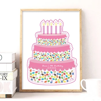 

Free personalized custom name date Creative Birthday Cake Fingerprint DIY Guest Book For Baby Shower Birthday Party Decorations
