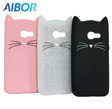 3D cute cartoon Animal Mustache beard cat Ear soft silicone case for Samsung Galaxy A5 A3 2017 2016 A8 Plus 2018 cat back cover