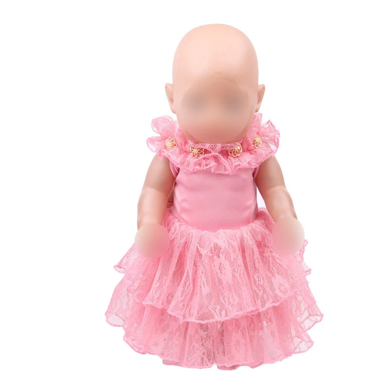 

43 cm baby dolls dress new born Princess party gown Baby toys fit American 18 inch Girls doll f426