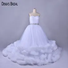 Милое Плиссированное Тюлевое Многоуровневое бальное платье с оборками, свадебные платья с бисером и поясом, Длинные свадебные платья с длинным шлейфом без рукавов