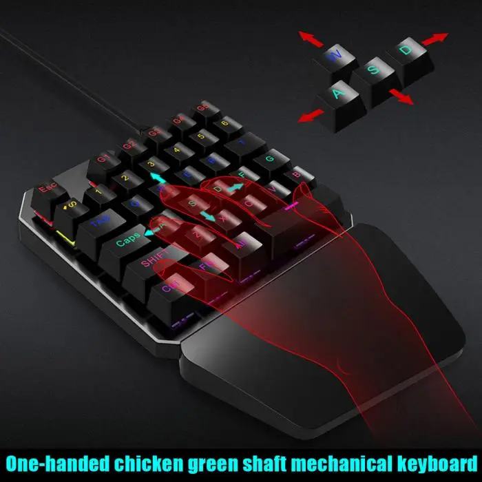 Одноручная 35 клавиш Проводная, USB, игровая механическая клавиатура клавиатуры для игры PUBG GT66