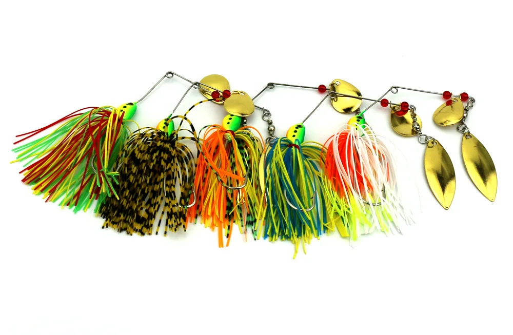 Hengjia Spinnerbaits вращающиеся блестки привести голову пух Щука Блесен Buzzbaits мало жира