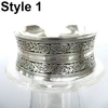 Vintage Tibetan Silver Elephant Carved Open Bangle Cuff Wide Bracelet Jewelry NEW Gypsy Square Flower Metal Tibetan Silver 2