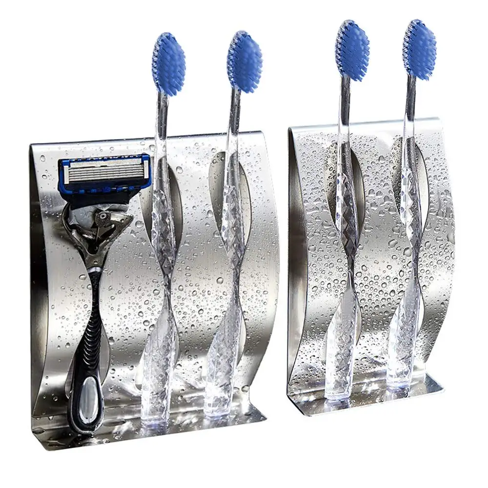 

MyLifeUNIT Wall Toothbrush Holder Smooth surfaces Stainless Steel Hollow Design Tooth Brush Organizer for Bathroom