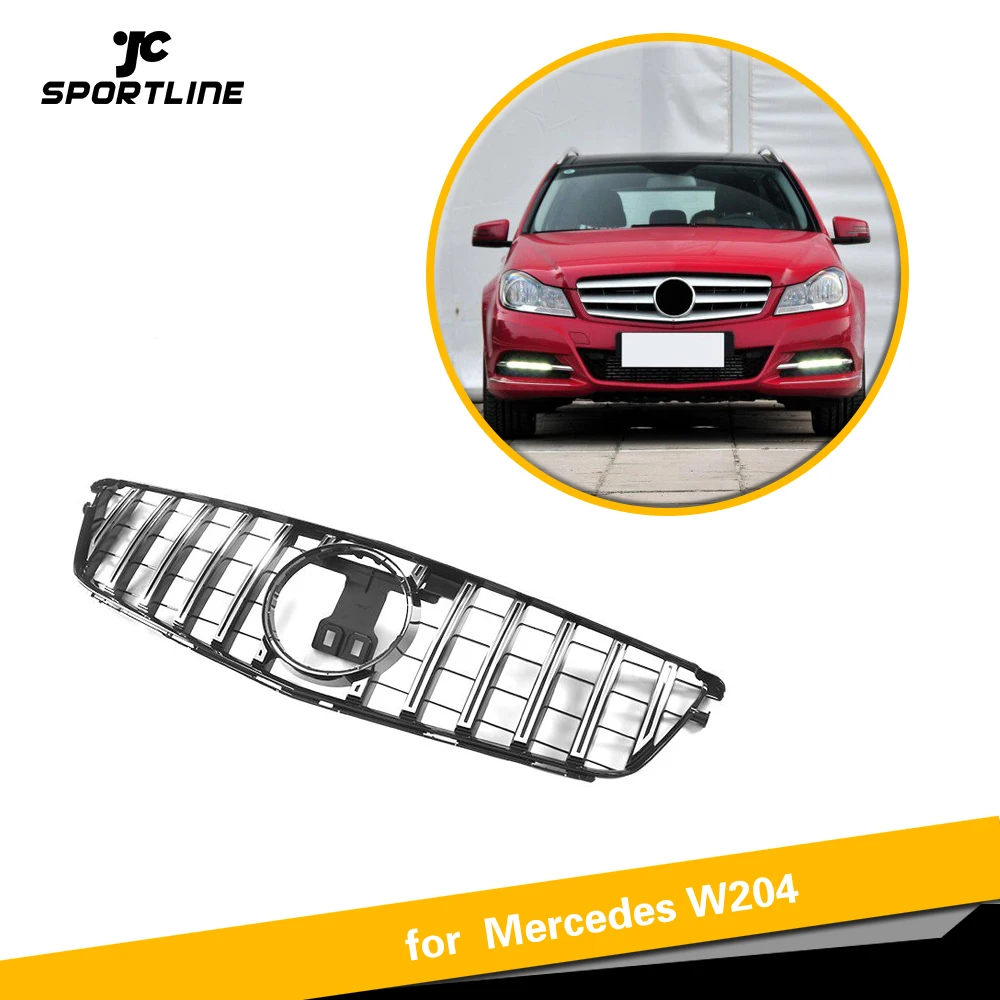 

Racing Grille for Mercedes Benz W204 C Class C180 C200 C230 C250 C280 C300 C350 Non AMG Front Bumper GTR ABS Grill 2007- 2017