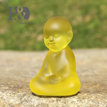 

H&D Small Crystal Buddha Statue Monk Figurine Tathagata India Yoga Mandala Sculptures Craft Fengshui Decoration