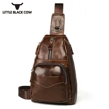 Новые кожаные сумочки из коровьей кожи для мужчин, повседневная винтажная коричневая Вощеная сумка на груди с маслом, мини школьная сумка, мотоциклетная сумка, Sacoche Homme