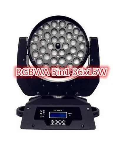 

led wash fixture RGBWA 5in1 led zoom beam moving head stage light Dynamic Circle Section control dmx 36x15w led zoom wash light