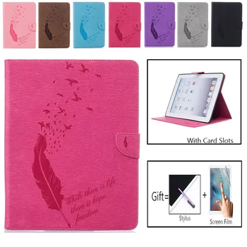 

For Apple Ipad 2 3 4 Cases High quality PU Leather Flip Stand Feather Pattern Case For iPad2 iPad3 iPad4 Cover Funda Skin Shell
