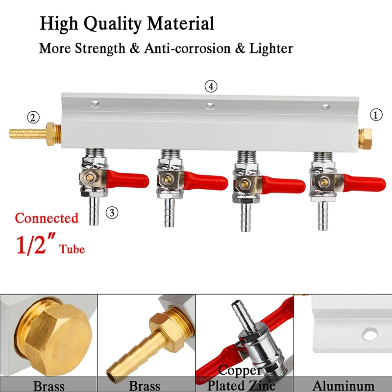 Пивное перегонное 2/3/4 способа газовая рампа CO2 распределитель сплиттер пива интегрированный обратные клапаны для домашнего пивоварения для приготовления пива пивоварения инструмент