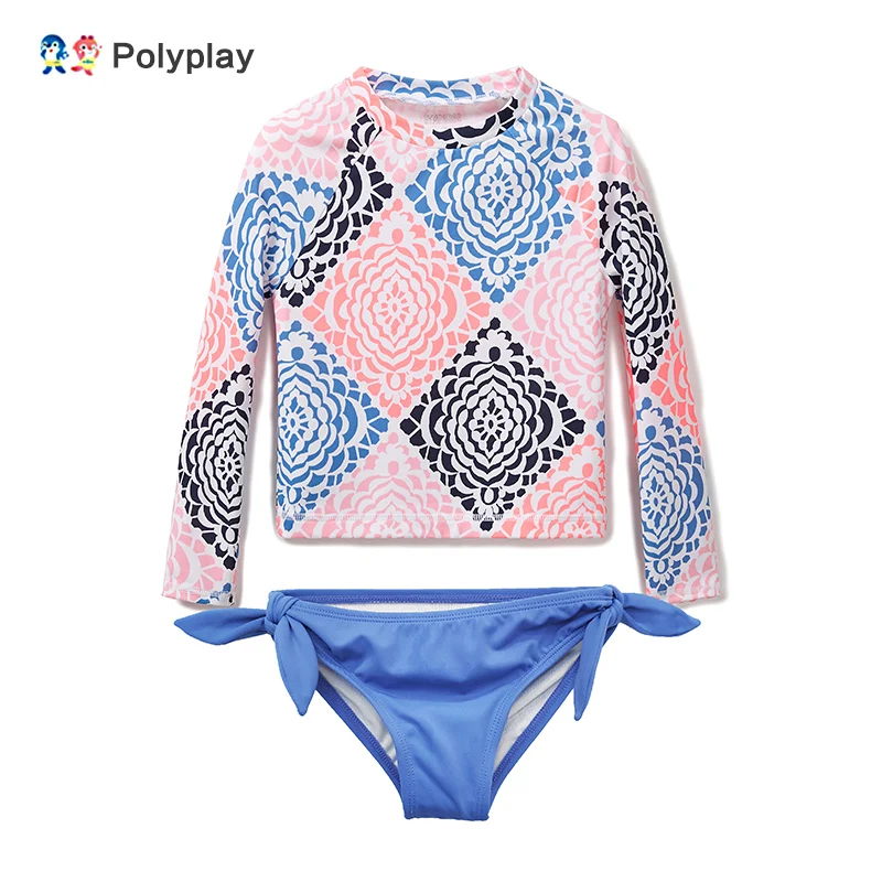 Koop Baby Meisjes Badmode Lange Mouwen Rash Guard UV Bescherming Sneldrogend Surfen Tweedelige Badpak Kind Zonnebrandcrème Beachwear