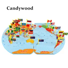 Candywood 3D Деревянный мир Географические карты игрушка Национальный флаг стерео игрушки развивающие раннего обучения головоломки для детей