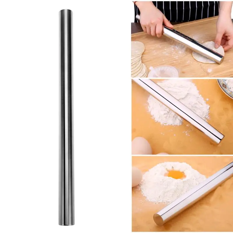 

1 Pcs 304 Stainless Steel Rolling Non-stick Portable Pin Fondant Dough Stick Roller Baking Kitchen Accessory Easy Clean