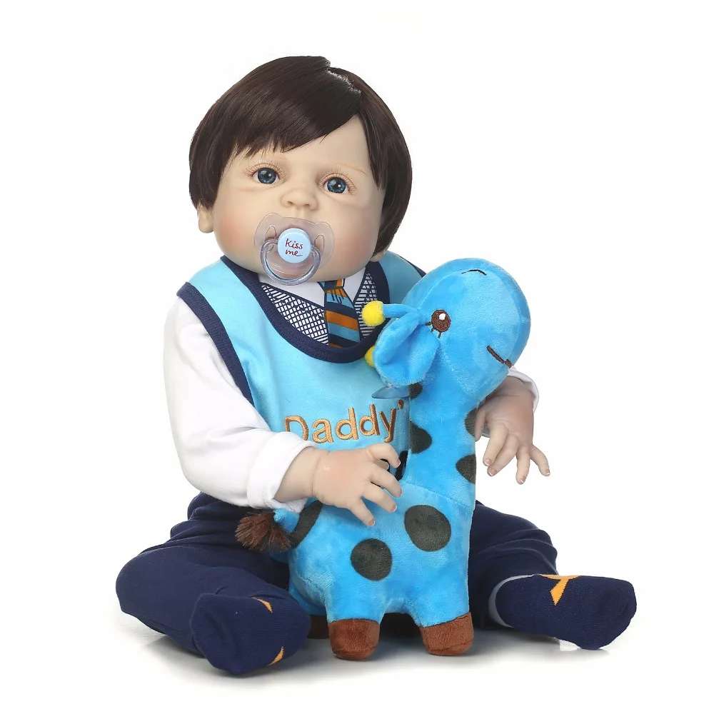 

55cm New Face Full Body Silicone Reborn Baby Boy Doll Toy 22inch Newborn Babies D oll Lovely Birthday Xmas Present Bathe Toy