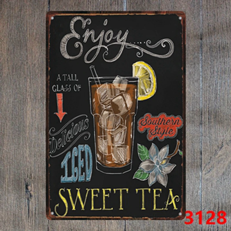 30X20CM Ice Sweet Tea Vintage Home Decor Tin Sign for Wall Decor Metal