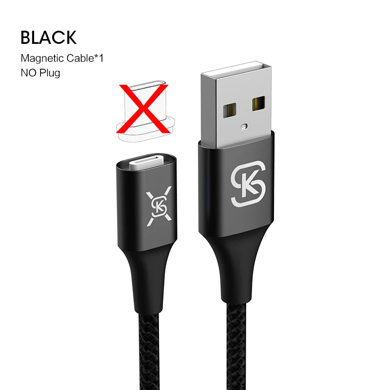 Магнитный usb-кабель 3 в 1, зарядное устройство micro usb type c QC 4,0 3,0, зарядка для android iphone xiaomi redmi iphone xr samsung sikai - Цвет: only cable black
