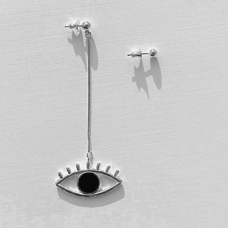 Новинка, асимметричные очаровательные длинные висячие серьги с большим сглаза, супер длинные серьги boucles d'oreuilles Brincos, ювелирные изделия - Окраска металла: Silver earring
