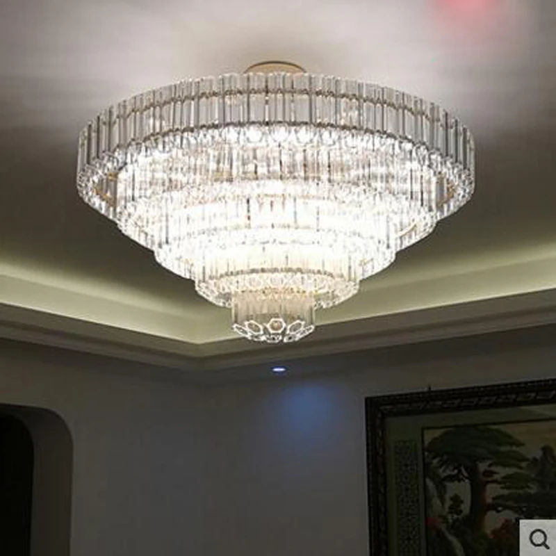 Light luxury crystal chandelier post-modern minimalist atmosphere restaurant lamp designer model villa living room  Лампы и | Подвесные светильники -32891614287