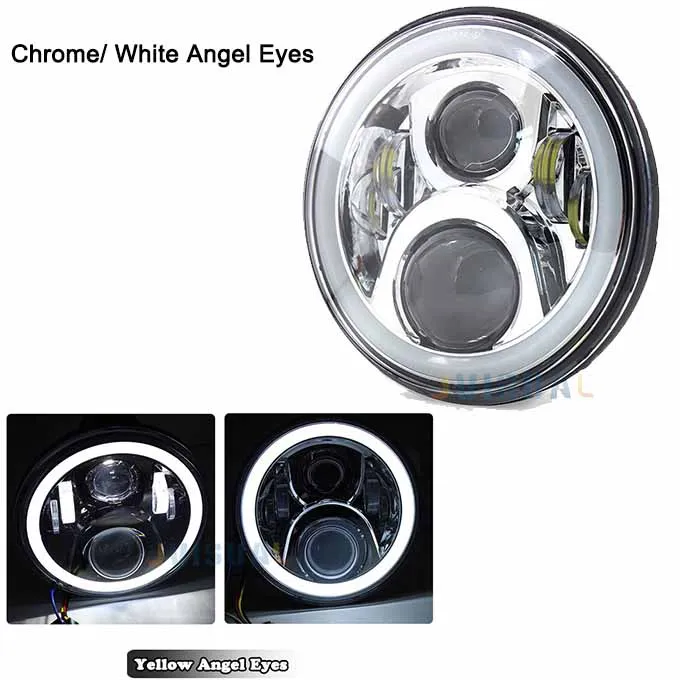 7-дюймовый круглый светодиодный фонарь с DRL угловыми глазами " для Honda CB 400 500 1300 Hornet 250 600 900 VTR 250 - Цвет: Chrome White Halo